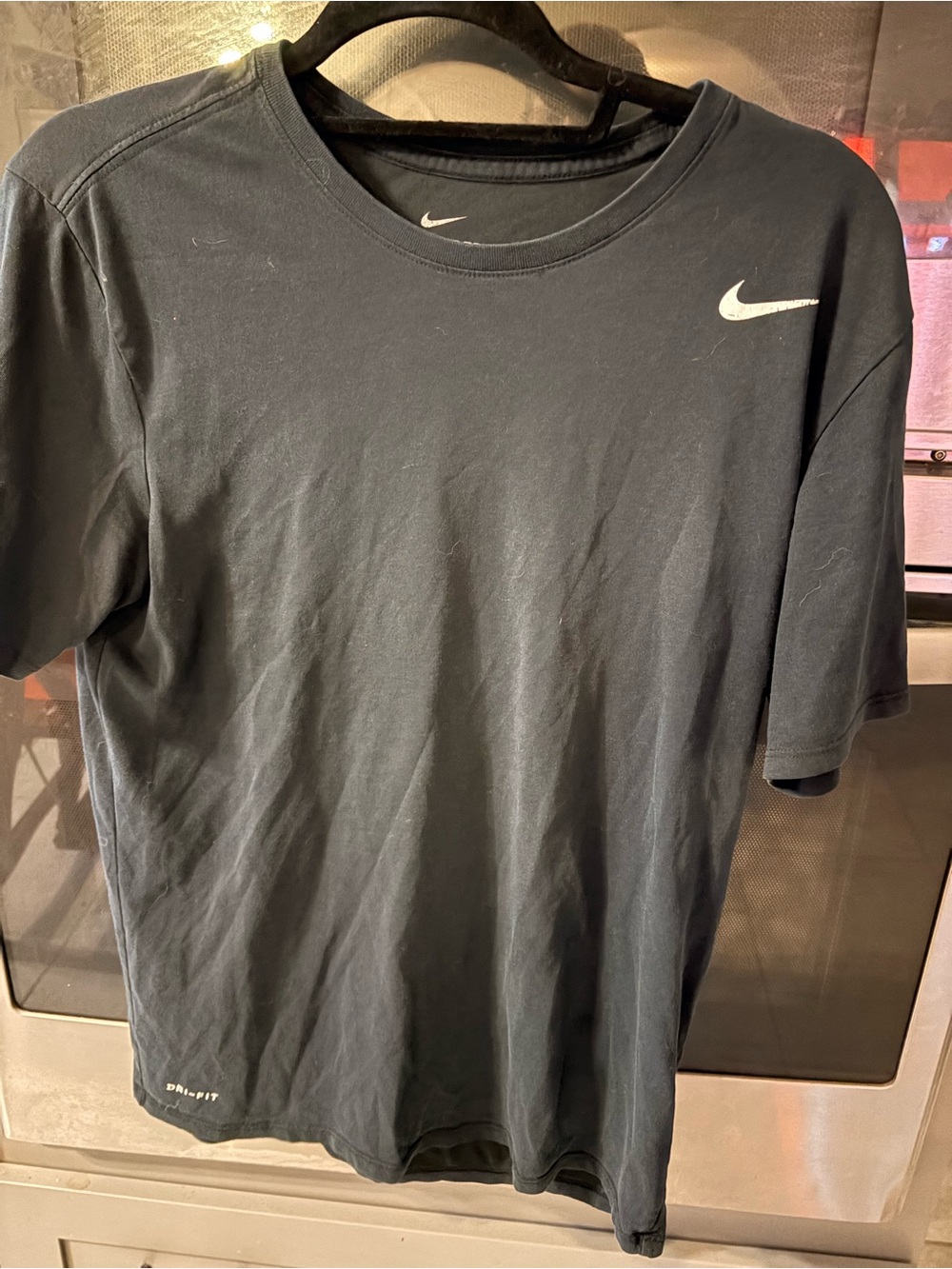 Nike Black Short-Sleeve Athletic Tee with White Swoosh